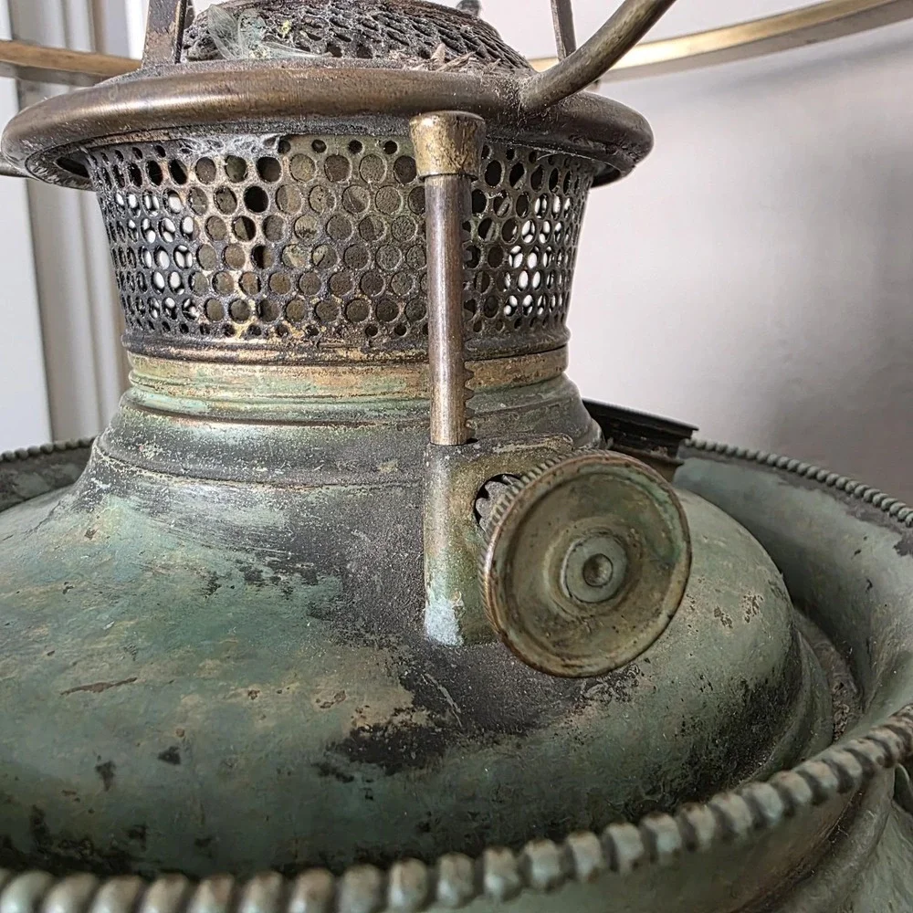 Antique Bradley & Hubbard GWTW Verdigris Parlor Lamp‎ Electric Converted Floral